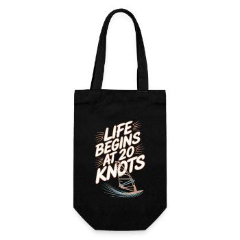 Windsurfing Life Begins At 20 Knots Windsurfer - Gift Bag for Bottles - black - Front