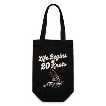 Windsurfing Life Begins At 20 Knots Windsurfer - Gift Bag for Bottles - black - Front