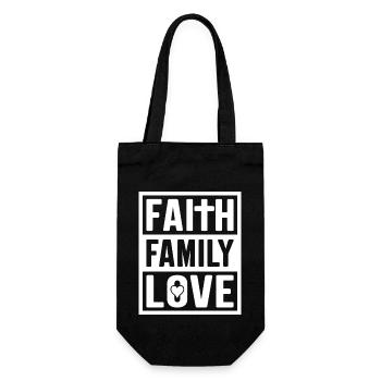 Faith Family Love - Geschenkbeutel für Flaschen - Schwarz - Vorne