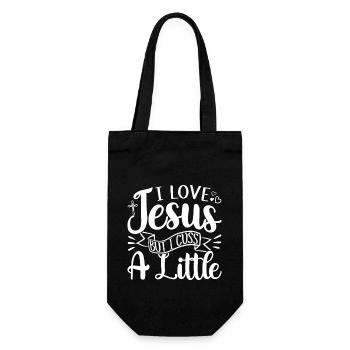 I love Jesus but i cuss a little - Gift Bag for Bottles - black - Front