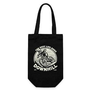 Fahrrad: The Best Life Runs Downhill - Geschenkbeutel für Flaschen - Schwarz - Vorne