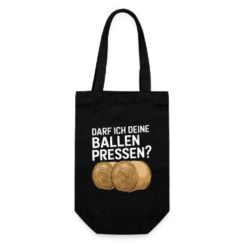 Darf Ich Deine Ballen Pressen? Bauer, Heuernte, - Geschenkbeutel für Flaschen - Schwarz - Vorne