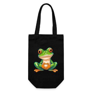 Fröhlicher Frosch Mit Großen Augen Im Cartoon-Stil - Geschenkbeutel für Flaschen - Schwarz - Vorne