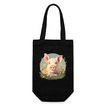 Schweine Schwein - Geschenkbeutel für Flaschen - Schwarz - Vorne