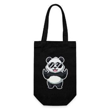 Cooler Panda Mit Sonnenbrille Rockt Den Look - Geschenkbeutel für Flaschen - Schwarz - Vorne