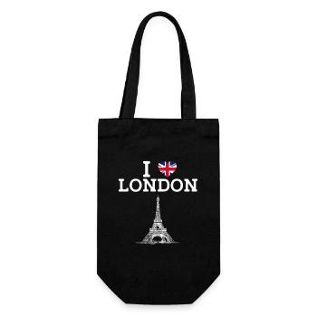 I Love London Eiffel Tower Heart Flag Lover Pun - Gift Bag for Bottles - black - Front