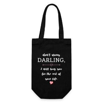Lustiger Paar Spruch Liebe Hochzeit - Geschenkbeutel für Flaschen - Schwarz - Vorne