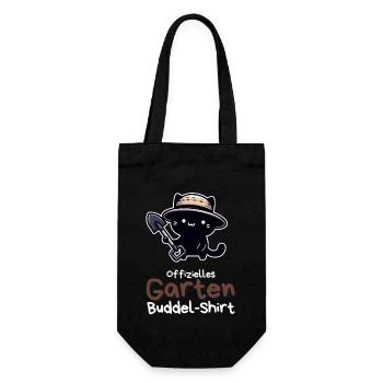 Offizielles Garten Buddel-Shirt mit Katze - Geschenkbeutel für Flaschen - Schwarz - Vorne