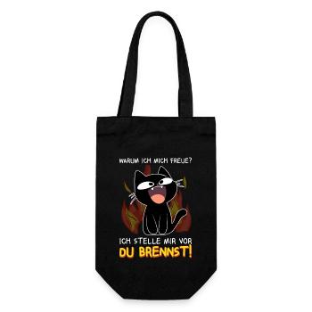 Ich stelle mir vor du brennst - Schwarze Katze - Geschenkbeutel für Flaschen - Schwarz - Vorne