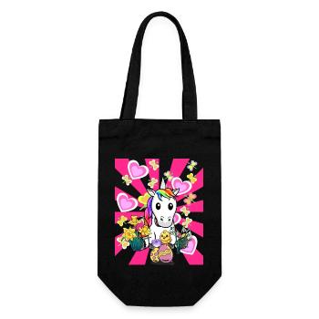 Pâques Licorne Licornes poussin oeufs de Pâques Retro - Sac à bouteille - noir - Devant