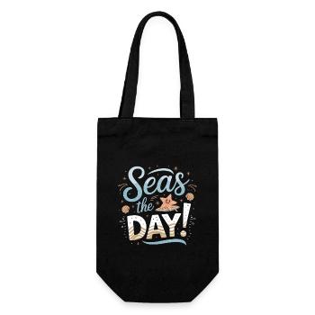 Seas The Day Maritimes Design mit Seestern und - Geschenkbeutel für Flaschen - Schwarz - Vorne