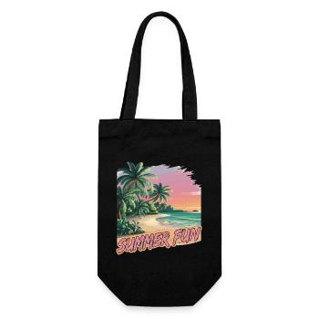 Sommer Spaß Strand Sonnenuntergang Palmen - Geschenkbeutel für Flaschen - Schwarz - Vorne