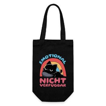 Emotional nicht verfügbar – schwarze Katze - Geschenkbeutel für Flaschen - Schwarz - Vorne