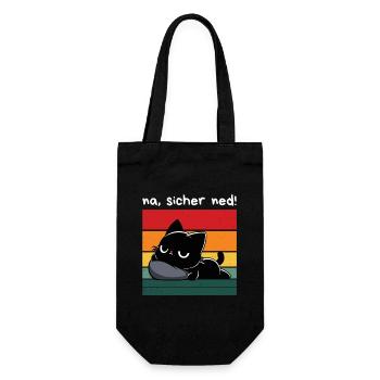 Na, sicher ned! – Grantige Katze mit Sarkasmus - Geschenkbeutel für Flaschen - Schwarz - Vorne