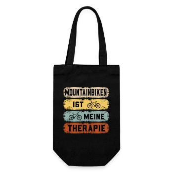 MOUNTAINBIKEN IST MEINE THERAPIE MTB Lustiges - Geschenkbeutel für Flaschen - Schwarz - Vorne