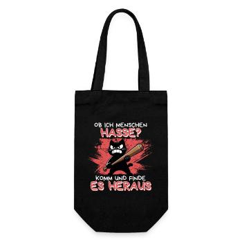 Hasse? Es heraus – Schwarzer Humor Katze - Geschenkbeutel für Flaschen - Schwarz - Vorne