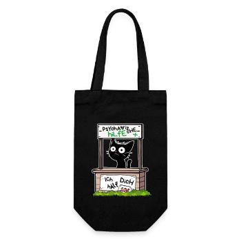 Psychatrische Hilfe IcH hAelf DicH - Lustige Katze - Geschenkbeutel für Flaschen - Schwarz - Vorne