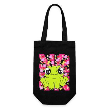 Frog Frogs Kids Child Baby Retro 80s 90s - Gift Bag for Bottles - black - Front