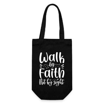 walk by faith not by sight - Gift Bag for Bottles - black - Front