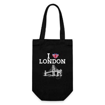 J’aime Londres Golden Gate Bridge Coeur Drapeau Jeu de mots - Sac à bouteille - noir - Devant