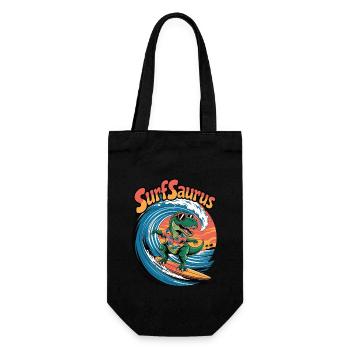 Surfsaurus - Geschenkbeutel für Flaschen - Schwarz - Vorne