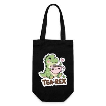 Tea-Rex – Sweet Dino with Teacup - Gift Bag for Bottles - black - Front