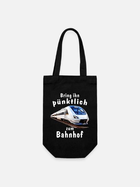 ZUG Bring ihn pünktlich zum Bahnhof - Geschenkbeutel für Flaschen - Schwarz