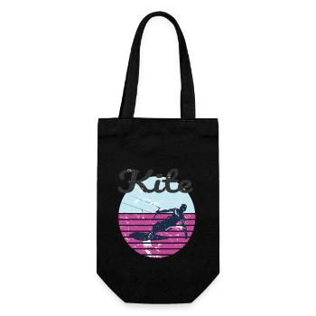 Retro Kiteboarding Abenteuer Vibes - Geschenkbeutel für Flaschen - Schwarz - Vorne