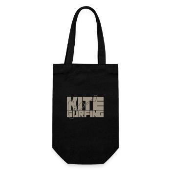Retro Kiteboarding Abenteuer Vibes - Geschenkbeutel für Flaschen - Schwarz - Vorne