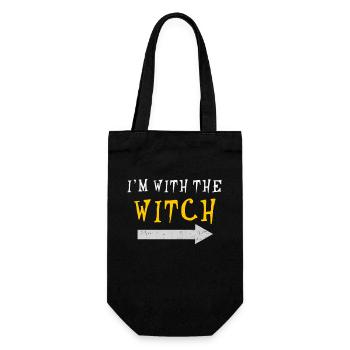Ich bin mit der Hexe Halloween-Spaß - Geschenkbeutel für Flaschen - Schwarz - Vorne