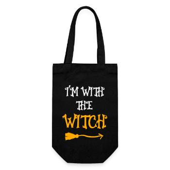 Ich bin mit der Hexe Halloween-Spaß - Geschenkbeutel für Flaschen - Schwarz - Vorne