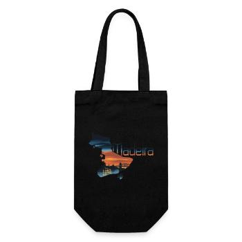 Silhouette de l’île de Madère avec coucher de soleil et - Sac à bouteille - noir - Devant