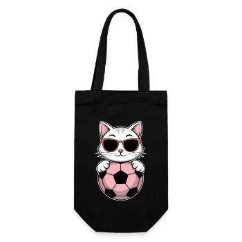 Fußball Mädchen Katze Lustig Fussballerin Geschenk - Geschenkbeutel für Flaschen - Schwarz - Vorne