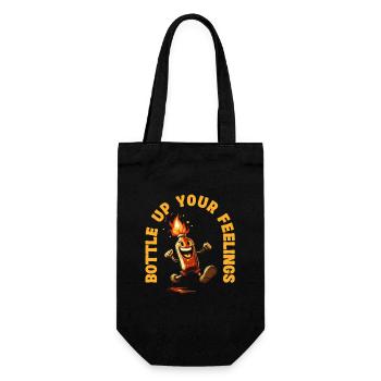Bottle Up Your Feelings Bottle motif with flames - Gift Bag for Bottles - black - Front