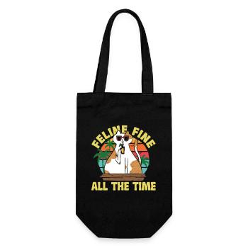 Entspannter Katzenurlaub am Strand Feline Fine - Geschenkbeutel für Flaschen - Schwarz - Vorne