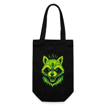 Mystischer Waschbär mit drittem Auge - Geschenkbeutel für Flaschen - Schwarz - Vorne