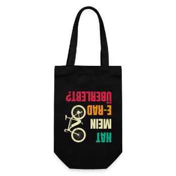 Elektro Fahrrad HAT MEIN E-RAD ÜBERLEBT Lustiges - Geschenkbeutel für Flaschen - Schwarz - Vorne
