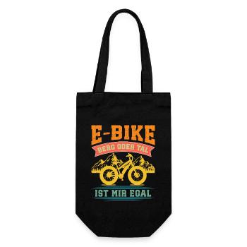 Elektro Rad OB BERG ODER TAL IST MIR EGAL Lustiges - Geschenkbeutel für Flaschen - Schwarz - Vorne