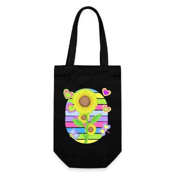 Sunflower Sunflowers Retro Flower Garden - Gift Bag for Bottles - black - Front