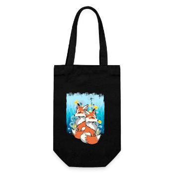Fuchs Füchse Natur Tierschützer tierlieb Kinder - Geschenkbeutel für Flaschen - Schwarz - Vorne