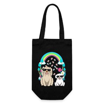 Hunde Hund Kinder Kind Haustiere - Geschenkbeutel für Flaschen - Schwarz - Vorne