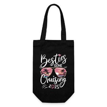 Besties Cruise 2025 - Freundinnen auf Kreuzfahrt - Geschenkbeutel für Flaschen - Schwarz - Vorne
