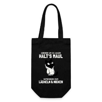 Geboren zu sagen Halt's Maul - Katze mit Hoodie - Geschenkbeutel für Flaschen - Schwarz - Vorne