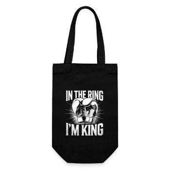 Im Ring bin ich König Boxer Sport Kraftsportler - Geschenkbeutel für Flaschen - Schwarz - Vorne