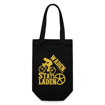 Radfahrer WADEN STATT LADEN Radeln Lustiges - Geschenkbeutel für Flaschen - Schwarz - Vorne