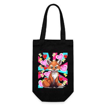 Rétro été renard habitant de la forêt fraises des années 80 - Sac à bouteille - noir - Devant