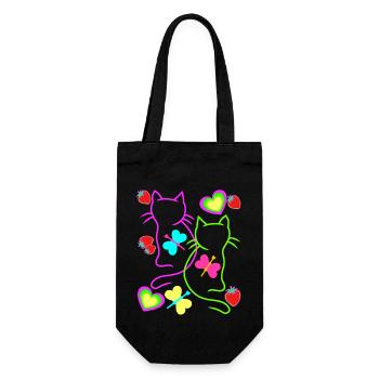 Chats rétro fraise été papillon coeur - Sac à bouteille - noir - Devant
