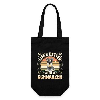 Das Leben Ist Besser Mit Einem Schnauzer Retro - Geschenkbeutel für Flaschen - Schwarz - Vorne