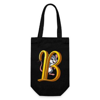 BUCHSTABE B - Geschenkbeutel für Flaschen - Schwarz - Vorne