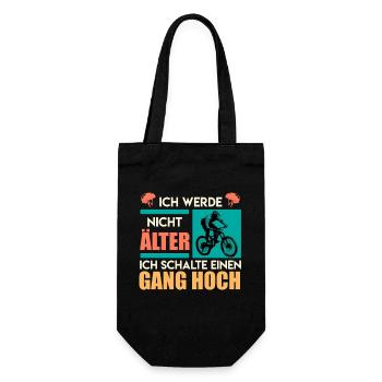 Radfahrer WERD NICHT ÄLTER SCHALTE EINEN GANG HOCH - Geschenkbeutel für Flaschen - Schwarz - Vorne